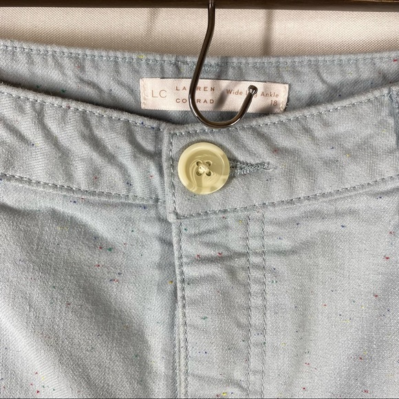 Lauren Conrad | Wide Leg Ankle Light Blue Pants Speckled Women’s Raw Hem Size 18 - Picture 6 of 14